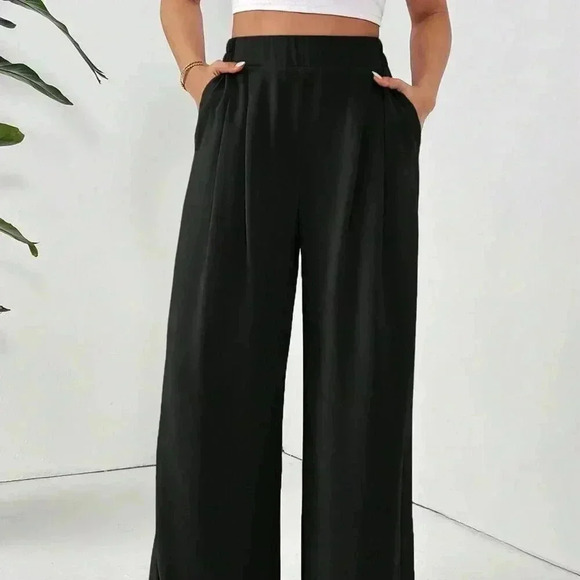 Black Casual Women's Solid Color Daily Basic Pants - Picture 4 of 6